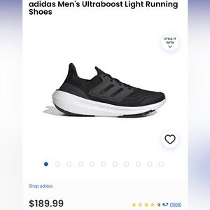 Men’s Adidas Ultraboost Light Running Shoe Size 10